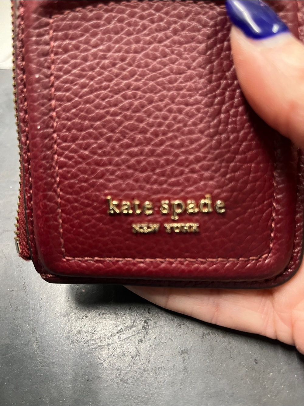 EUC kate spade Deep Burgundy Knot  Leather Card Case with Keyring - Picture 6 of 10